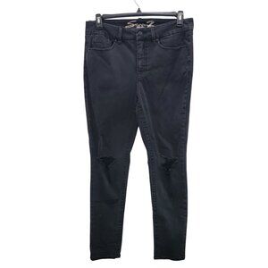 Seven7 Tummyless High Rise Skinny Women's Black Distressed Stretch Jeans Size 12